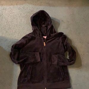 Juicy Couture Velour Black Bling Full Zip Jacket Size XLarge
